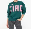 Clare V Ciao Sweatshirt In Deep Pine Petal In Black