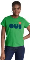 Clare V Classic Tee Green W/ Navy In Green W/ Navy
