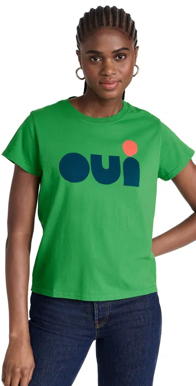 Clare V Classic Tee Green W/ Navy