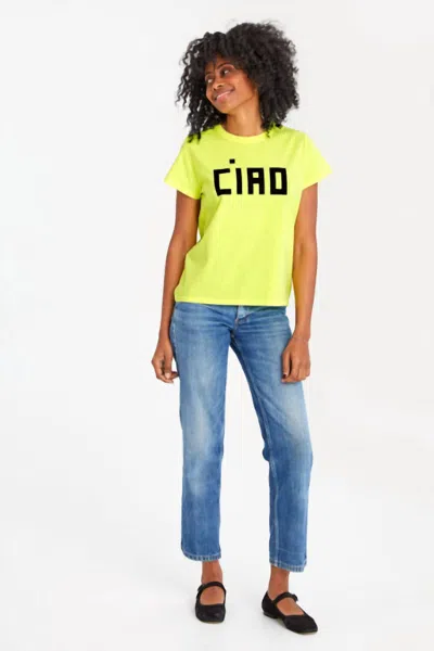 Clare V Classic Tee Top In Neon Yellow
