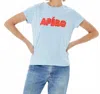 Clare V Classic Tee With Apero In Light Blue W/ Bright Poppy In Blue