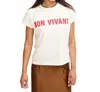 Clare V Bon Vivant Classic Tee In Cream W/ Bright Poppy In White