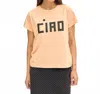 Clare V Classic Tee With Ciao In Blush In Neutral