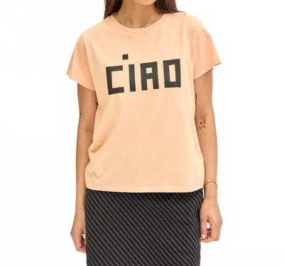 Clare V Classic Tee With Ciao In Blush In Neutral