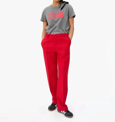 Clare V Classic Tee With Ciao In Grey In Gray