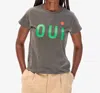 Clare V Classic Tee With Oui In Faded Black In Gray