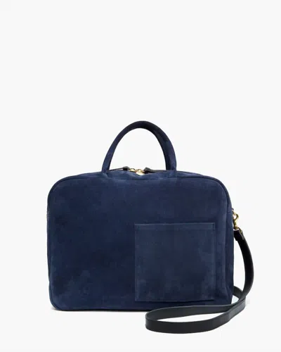 Clare V Claude Suede Leather Tote Shoulder Bag In Navy