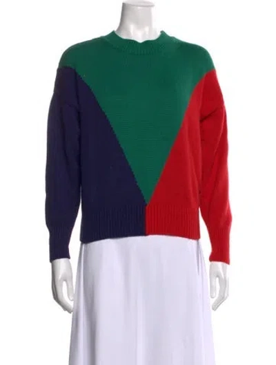 Pre-owned Clare V Colorblock Pattern Crew Neck Sweater In Blue