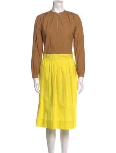 Pre-owned Clare V Colorblock Pattern Knee-length Dress W/ Tags In Yellow