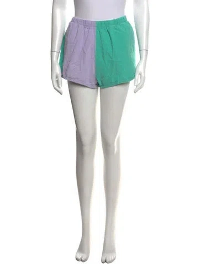 Pre-owned Clare V Colorblock Pattern Mini Shorts In Green