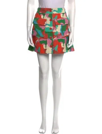 Pre-owned Clare V Colorblock Pattern Mini Skirt W/ Tags In Red