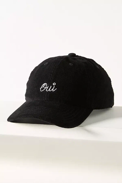 Clare V Corduroy Oui Baseball Cap In Black