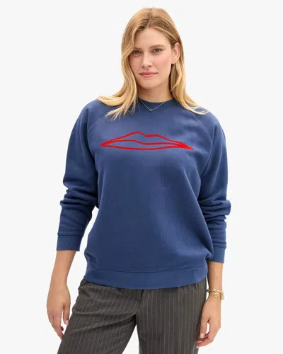 Clare V Cotton Fleece Sweatshirt In Navy In Blue