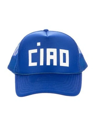Pre-owned Clare V Cotton Print Baseball Hat In Blue/white