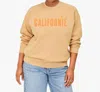 Clare V Crew Neck Graphic Sweatshirt In Sand With Neon Orange Printed Californie In Neutral