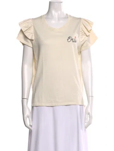 Pre-owned Clare V Crew Neck Short Sleeve T-shirt In Neutrals