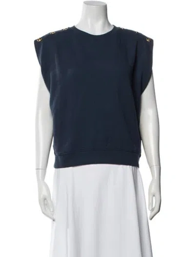 Pre-owned Clare V Crew Neck Sleeveless Sweatshirt In Blue