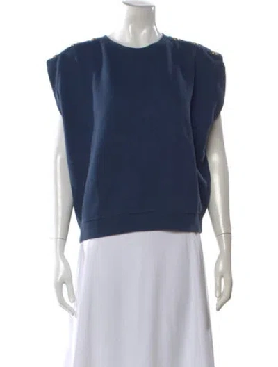 Pre-owned Clare V Crew Neck Sleeveless Sweatshirt W/ Tags In Blue