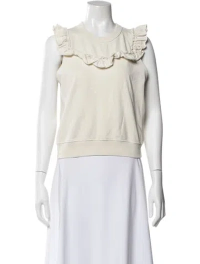 Pre-owned Clare V Crew Neck Sleeveless Sweatshirt In White