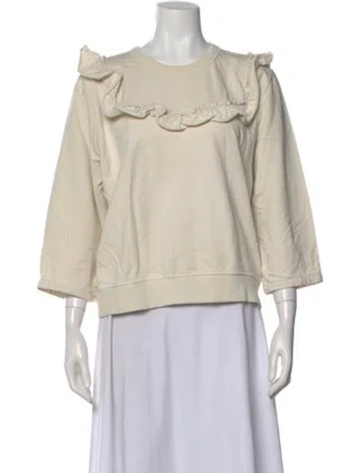Pre-owned Clare V Crew Neck Three-quarter Sleeve Sweatshirt In Neutral