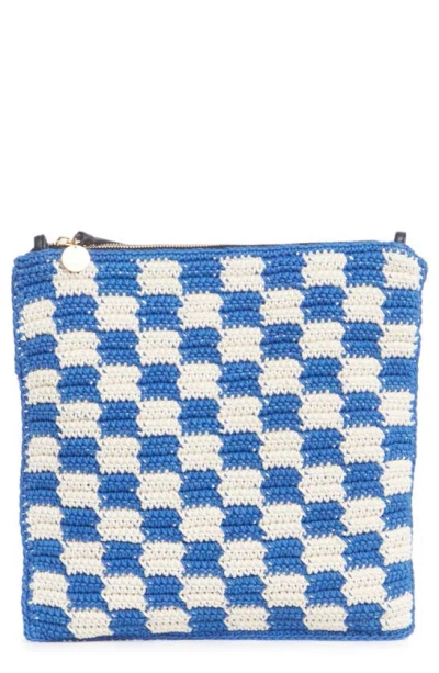 Clare V Crochet Cotton Foldover Clutch In Blue
