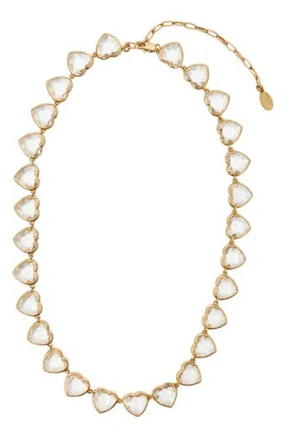 Clare V . Crystal Heart Necklace In Gold