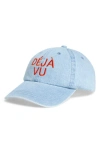 Clare V Déjà Vu Denim Baseball Cap In Blue Bright Poppy Embroidered