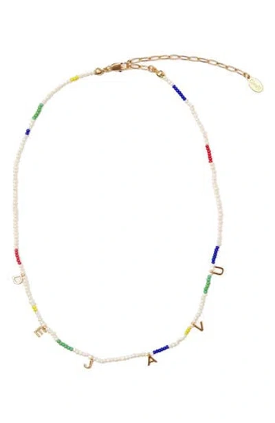 Clare V . Déjà Vu Beaded Charm Necklace In White