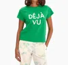 Clare V Déjà Vu Classic Tee In Green With Cream In Green