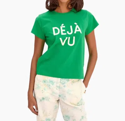 Clare V Déjà Vu Classic Tee In Green With Cream