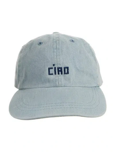 Pre-owned Clare V Denim Embroidered Trucker Hat In Blue