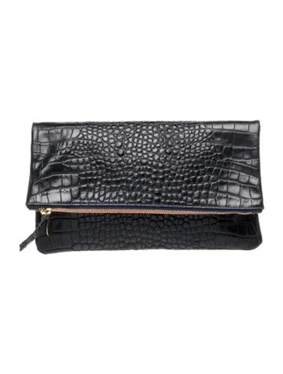 Pre-owned Clare V Embossed Leather Clutch In Blue
