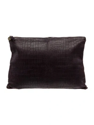 Pre-owned Clare V Embossed Leather Clutch In Purple