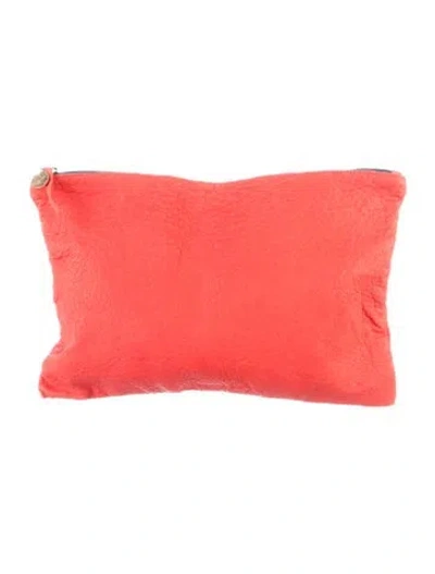 Pre-owned Clare V Embossed Leather Cosmetic Bag In Red