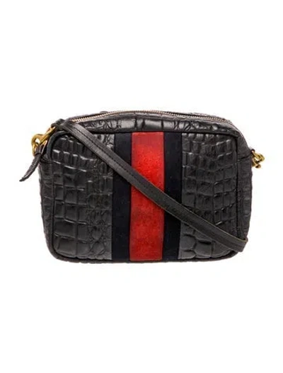 Pre-owned Clare V Embossed Leather Crossbody Bag In Black