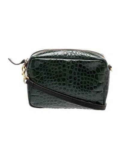 Pre-owned Clare V Embossed Leather Crossbody Bag In Green