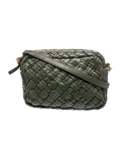 Pre-owned Clare V Embossed Leather Crossbody Bag In Green