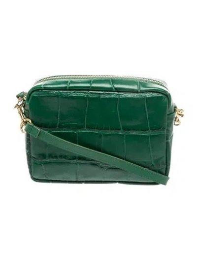 Pre-owned Clare V Embossed Leather Crossbody Bag In Green