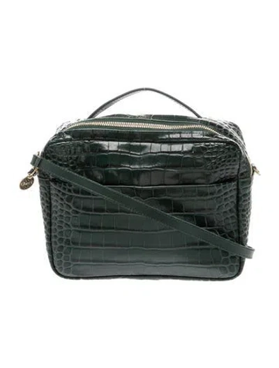 Pre-owned Clare V Embossed Leather Crossbody Bag In Green
