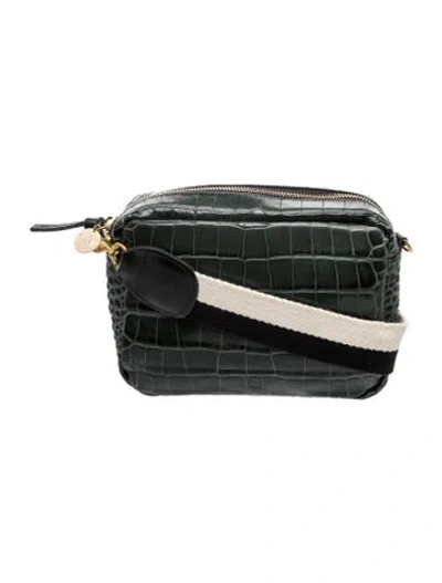 Pre-owned Clare V Embossed Leather Crossbody Bag In Green