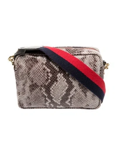 Pre-owned Clare V Embossed Leather Messenger Bag In Gray