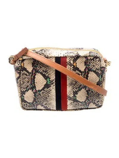 Pre-owned Clare V Embossed Leather Messenger Bag In Neutral