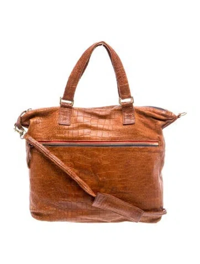 Pre-owned Clare V Embossed Leather Shoulder Bag In Brown