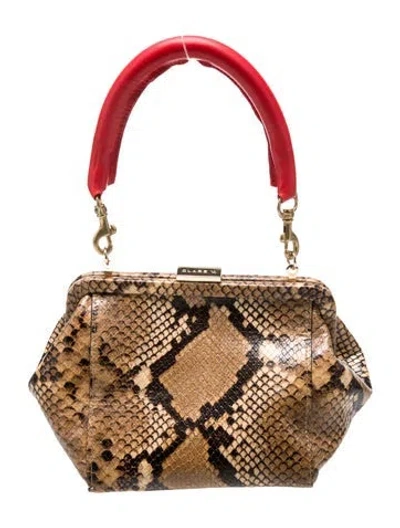 Pre-owned Clare V Embossed Leather Top Handle Bag In Brown