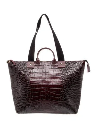 Pre-owned Clare V Embossed Leather Tote In Burgundy