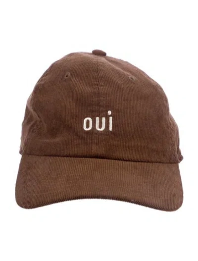 Pre-owned Clare V Embroidered Corduroy Baseball Hat In Brown