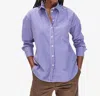 Clare V Emilette Oversized Shirt In Blue/poppy