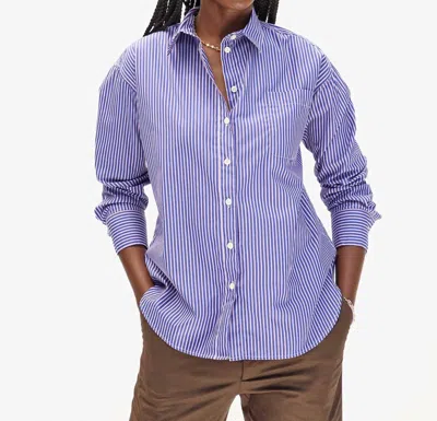 Clare V Emilette Oversized Shirt In Blue/poppy