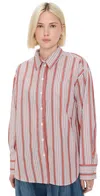 Clare V Emiliette Shirt Red & Blue Stripe In Red & Blue Stripe
