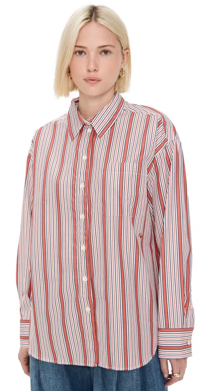 Clare V Emiliette Shirt Red & Blue Stripe